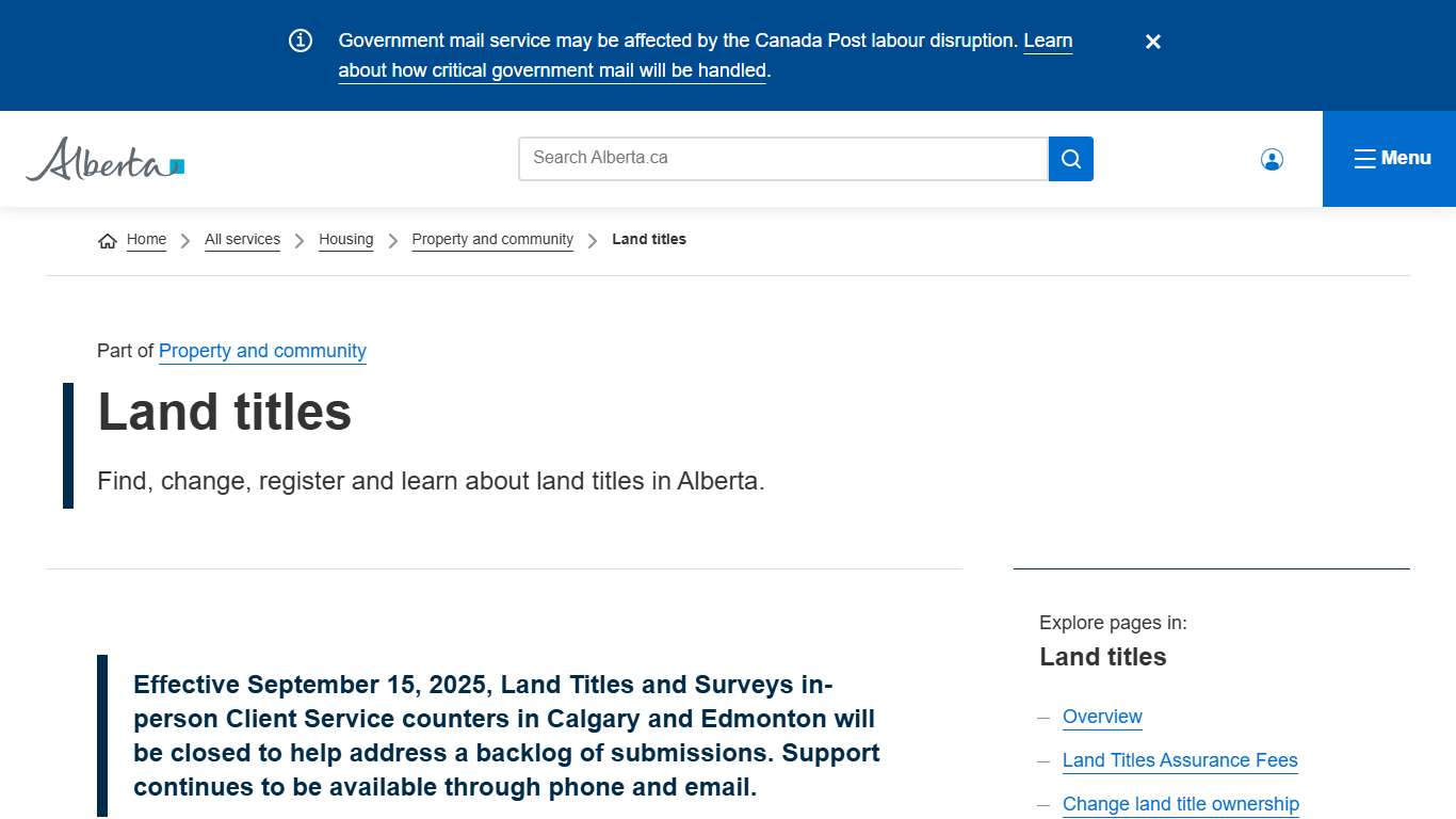 Land titles | Alberta.ca